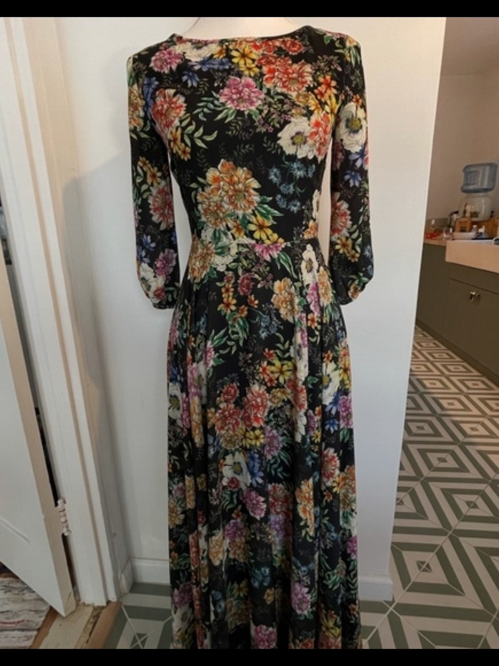 Yumi Kim Black Floral Maxi Dress with Multi-Color Bloom